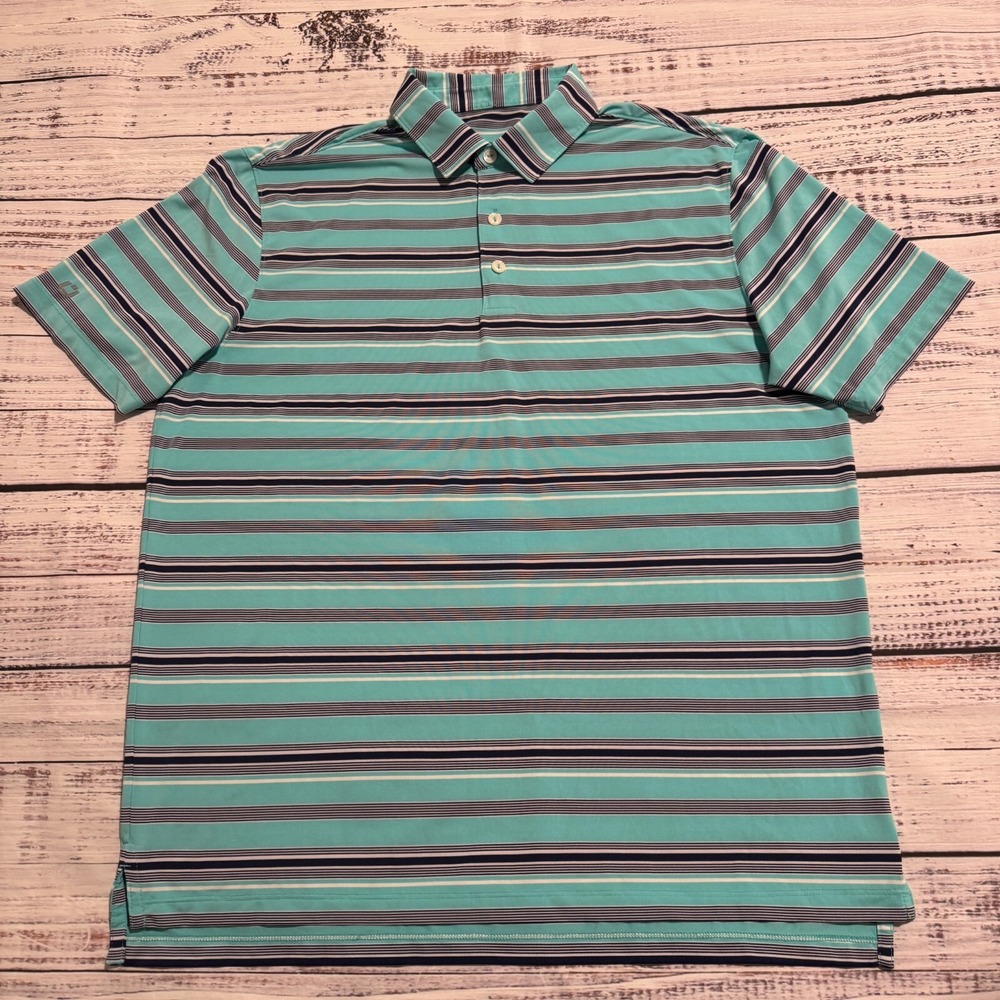 IBKUL Short Sleeve Performance Polo Blue Striped Men's Size Large